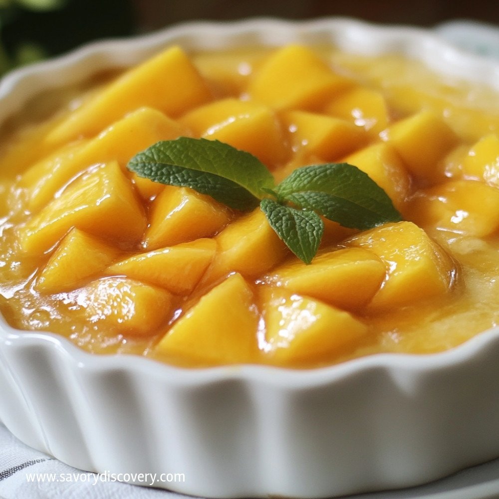 Eggless Mango Biscuit Pudding