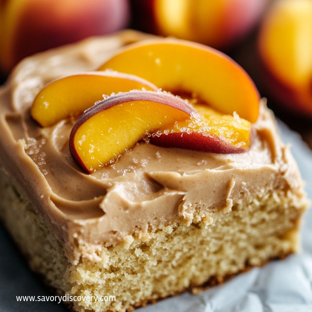 Peach Cake with Brown Sugar Frosting