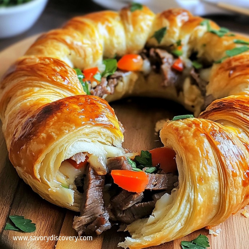 Philly Cheesesteak Crescent Ring