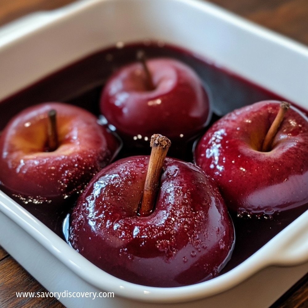 Poached Apples in Red Wine