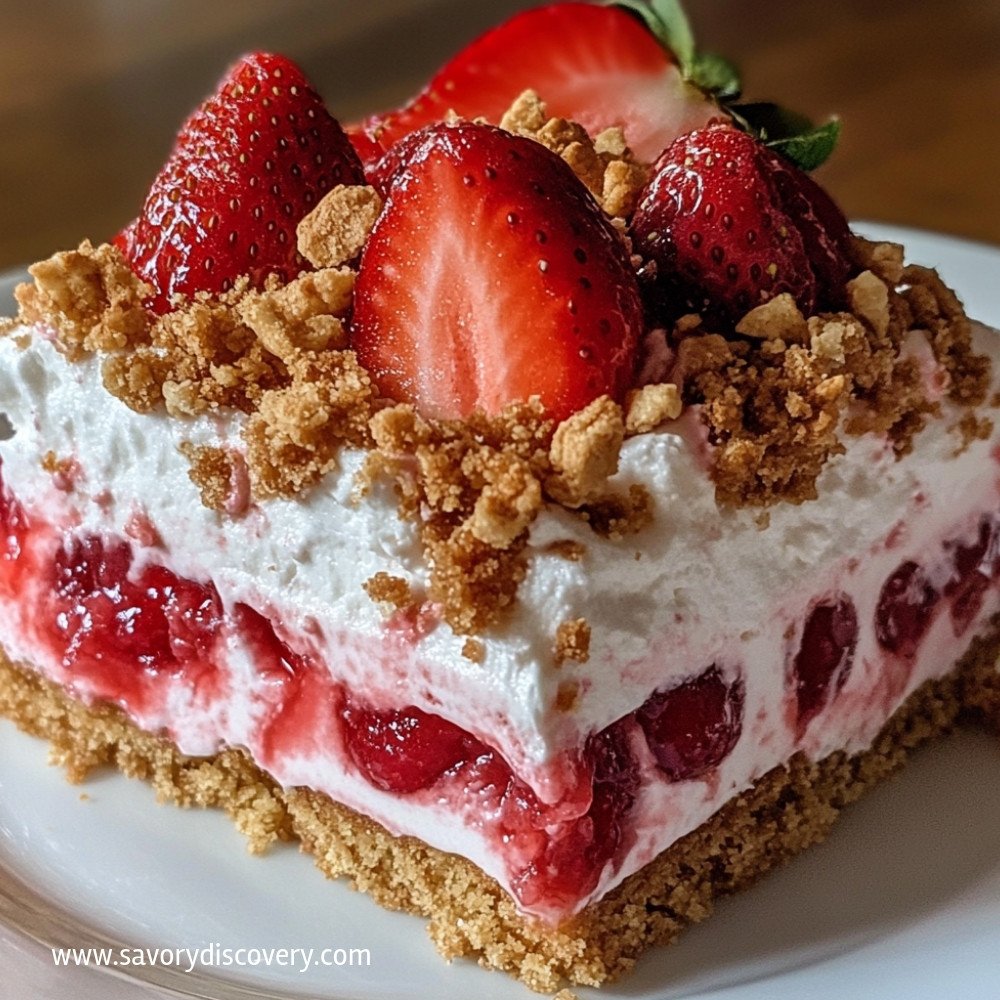 Strawberry Crunch Poke Cake