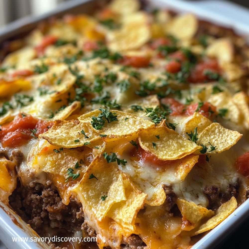 Cheeseburger Casserole with Potato Chips