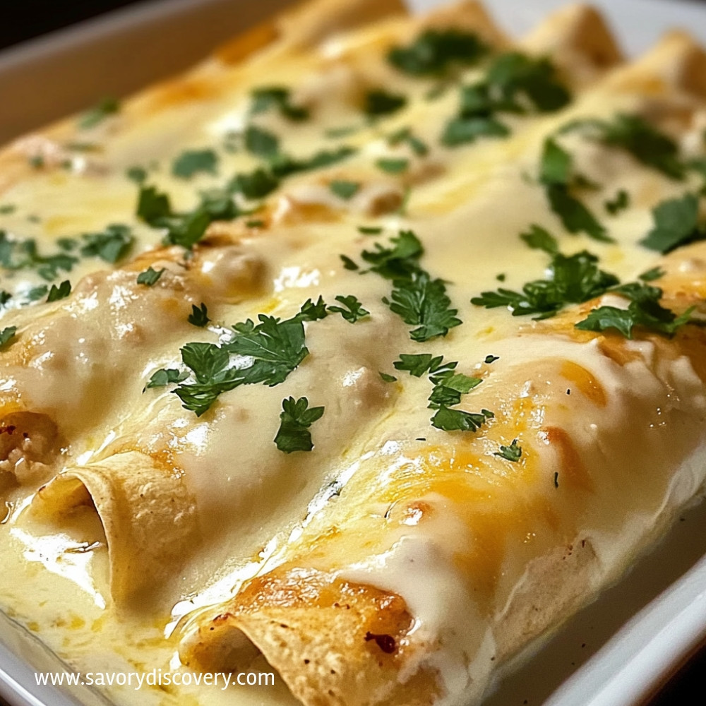 Chicken Enchiladas with Sour Cream White Sauce