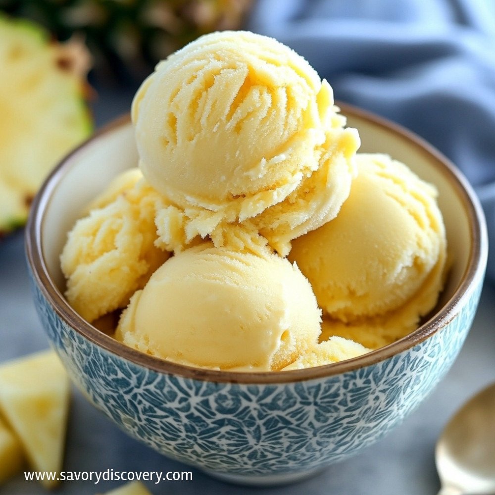 Homemade Fresh Pineapple Ice Cream