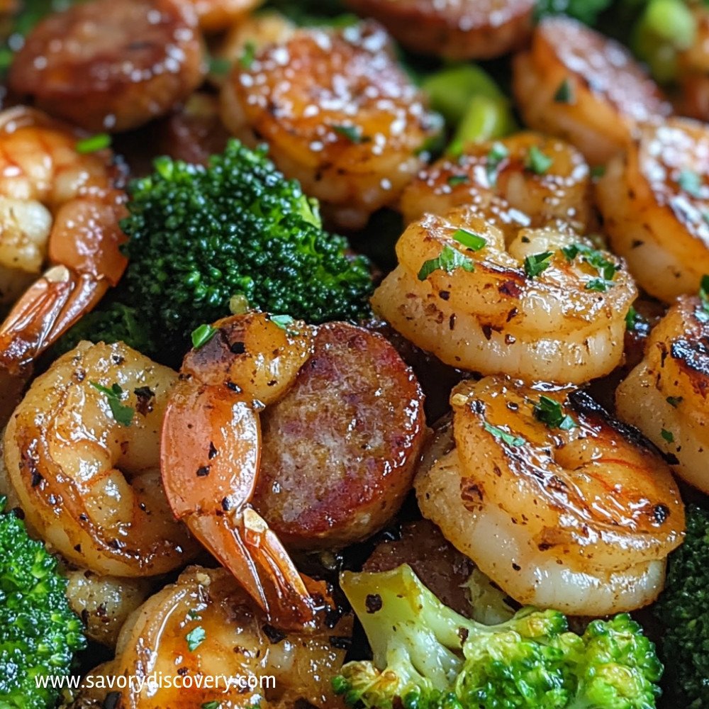 Honey Garlic Shrimp, Sausage, and Broccoli