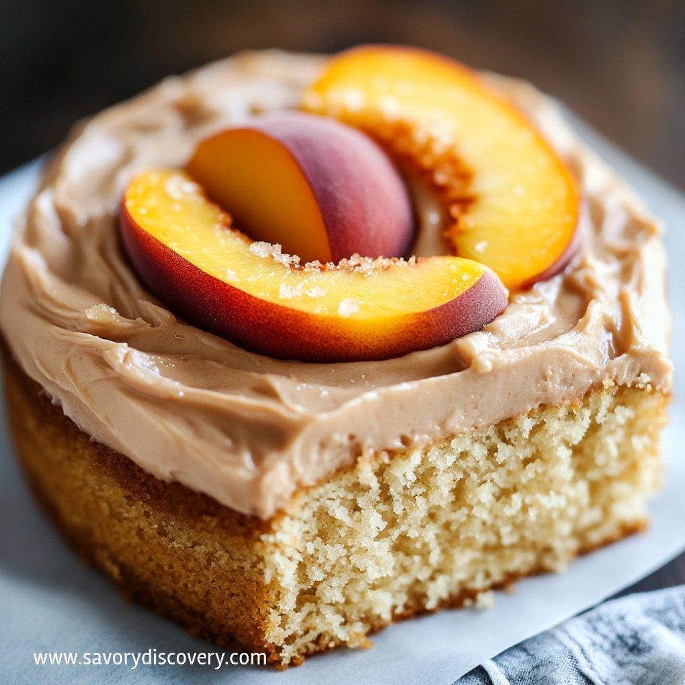 Peach Cake with Brown Sugar Frosting