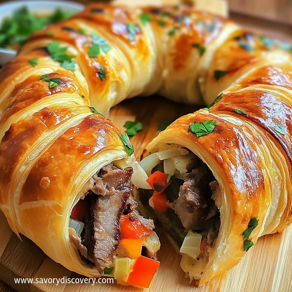 Philly Cheesesteak Crescent Ring