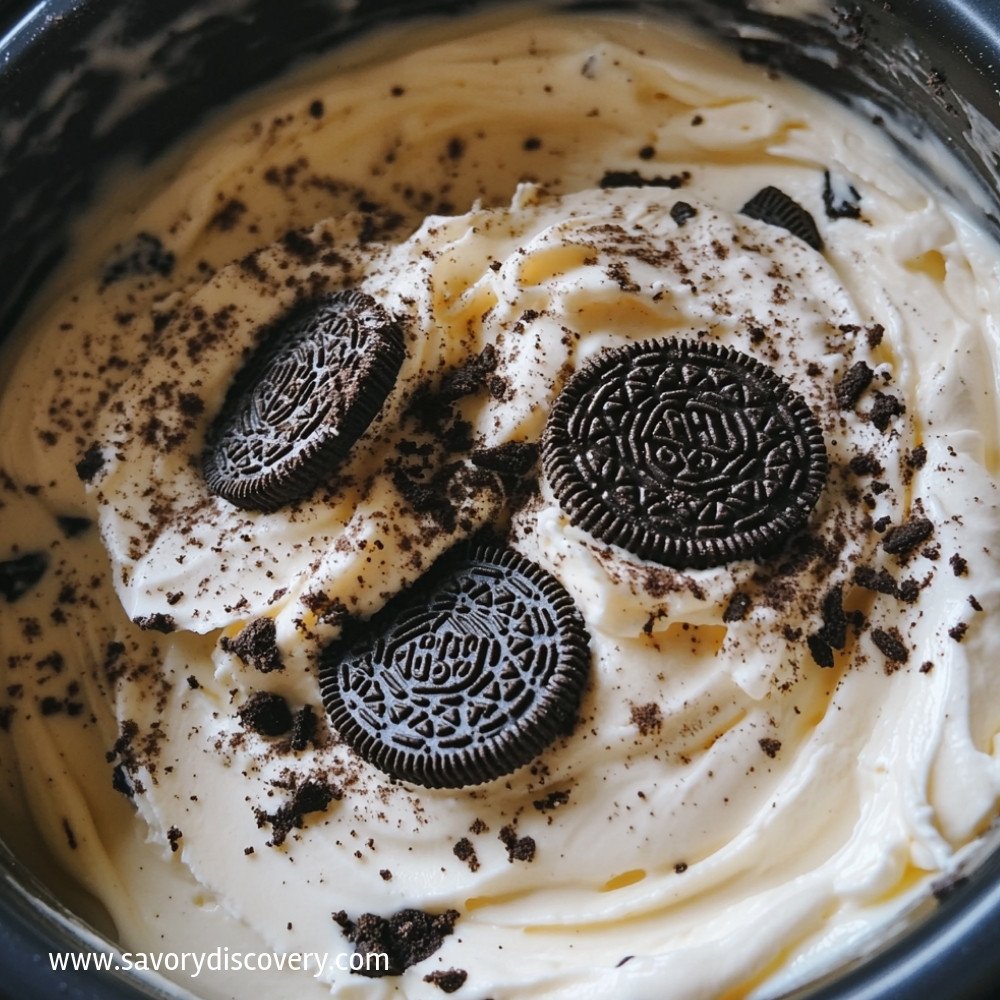 Small Serve Baked Oreo Cheesecake in a Cooker