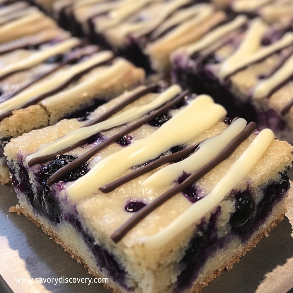 Blueberry Lemon Cookie Bars with White Chocolate Drizzle