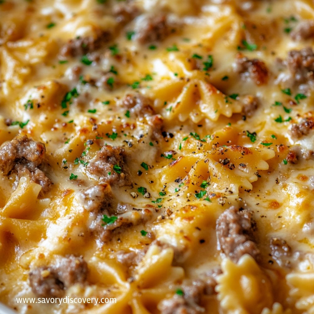 Cheesy Beef and Bowtie Pasta