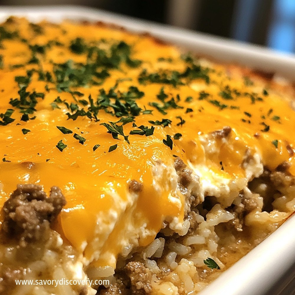 Cheesy Ranch Ground Beef and Rice Casserole