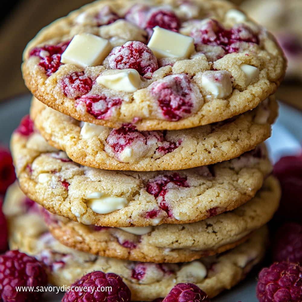 Gooey Raspberry White Chocolate Cookies