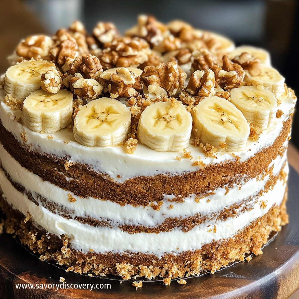 Heavenly Banana Walnut Cream Cake