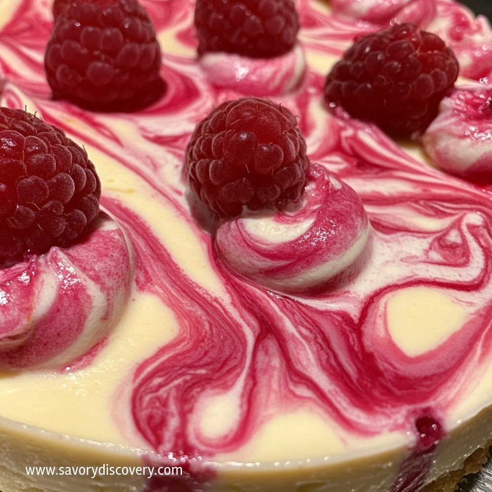 Lemon Raspberry Swirl Cheesecake