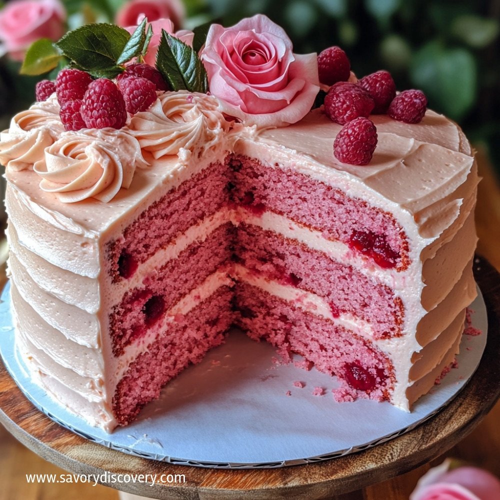 Rose Scented Cake with Raspberry Frosting