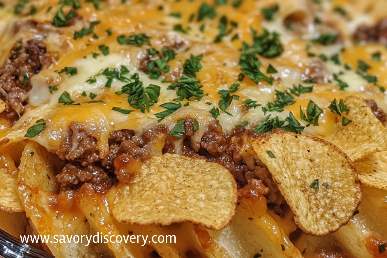 Cheeseburger Casserole with Potato Chips