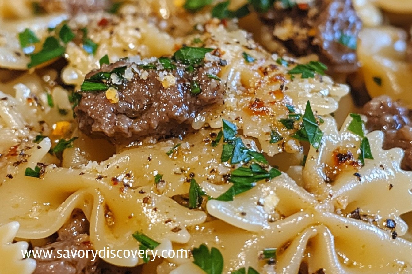 Cheesy Beef and Bowtie Pasta