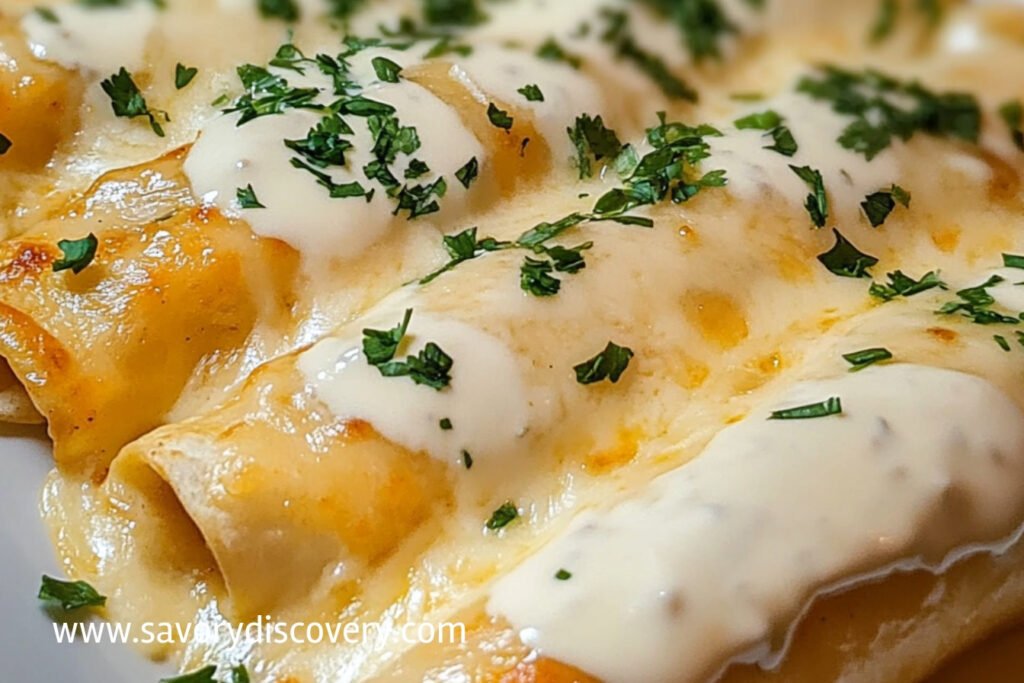Chicken Enchiladas with Sour Cream White Sauce