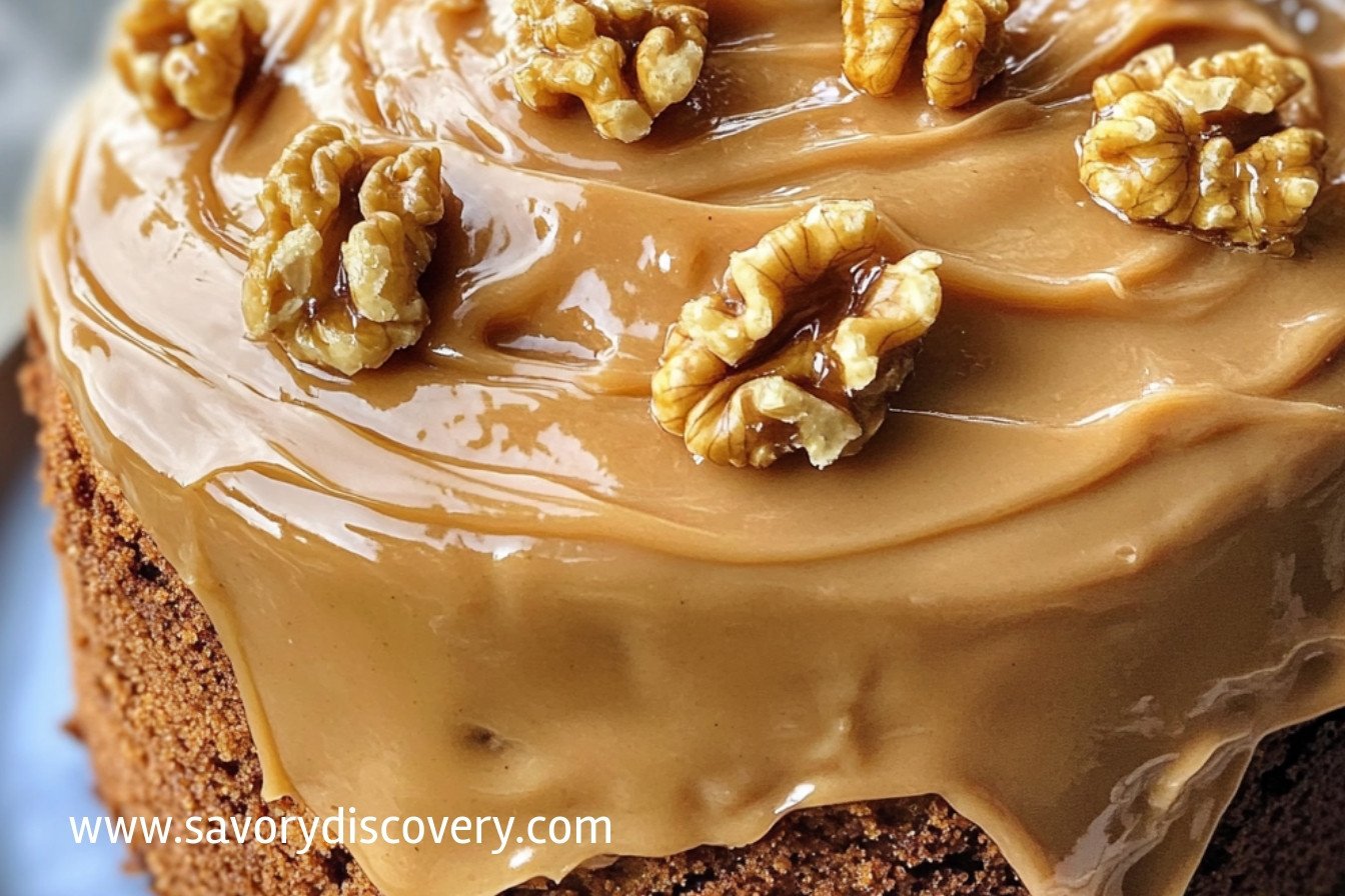 Easy Walnut Cake with Dulce de Leche Frosting