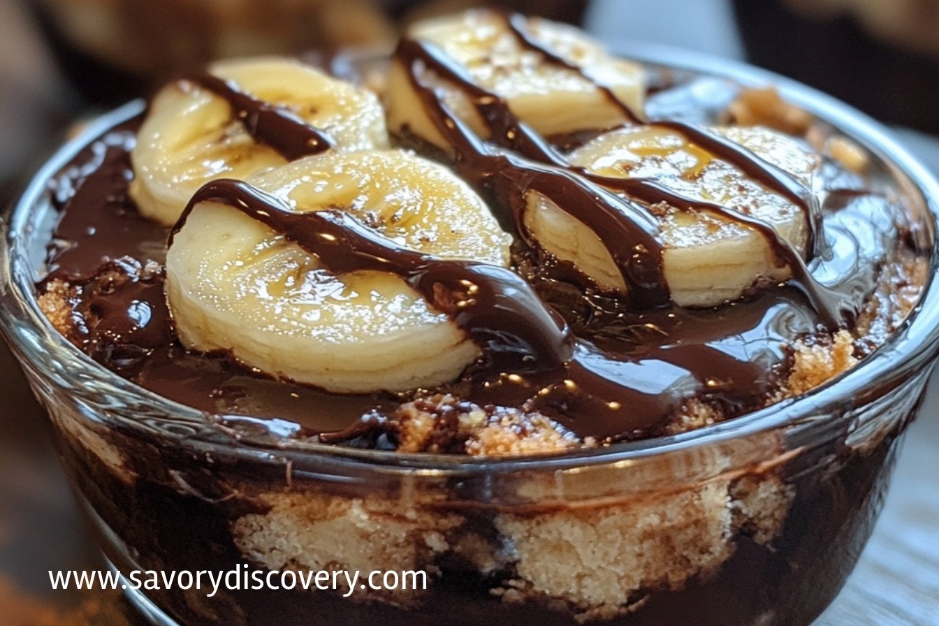 Eggless Chocolate Banana Biscuit Pudding