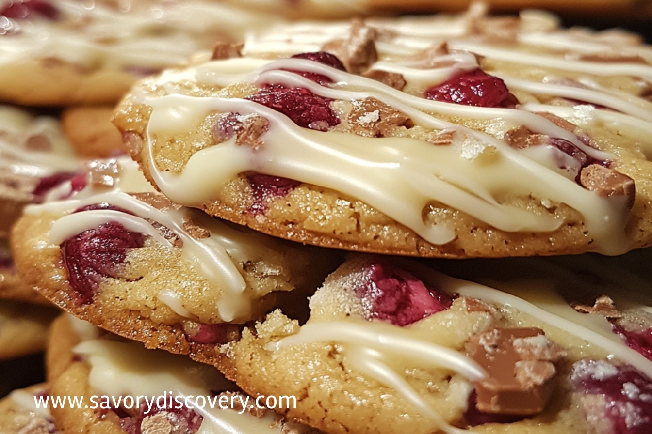 Gooey Raspberry White Chocolate Cookies