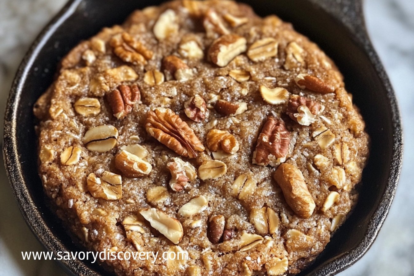 Oats and Walnut Skillet Cookie