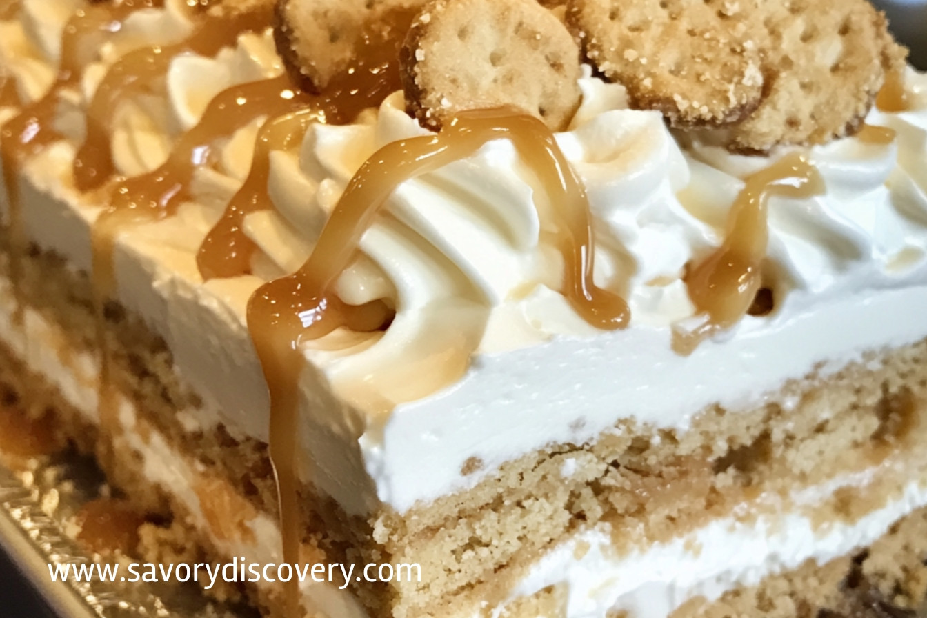 Ritz Cracker Salted Caramel Icebox Cake