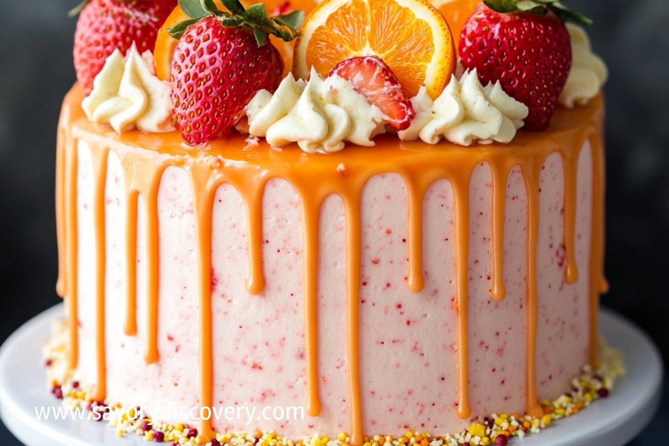 Strawberry Cake with Orange Cream Cheese Frosting