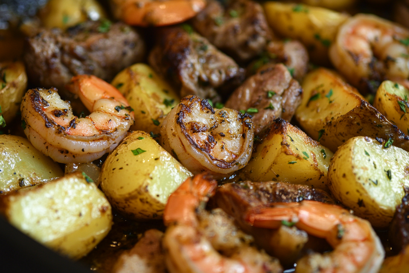 Garlic Butter Shrimp and Steak