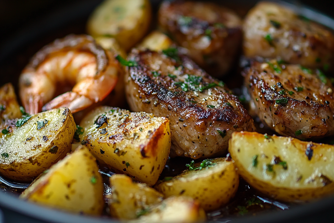 Garlic Butter Shrimp and Steak