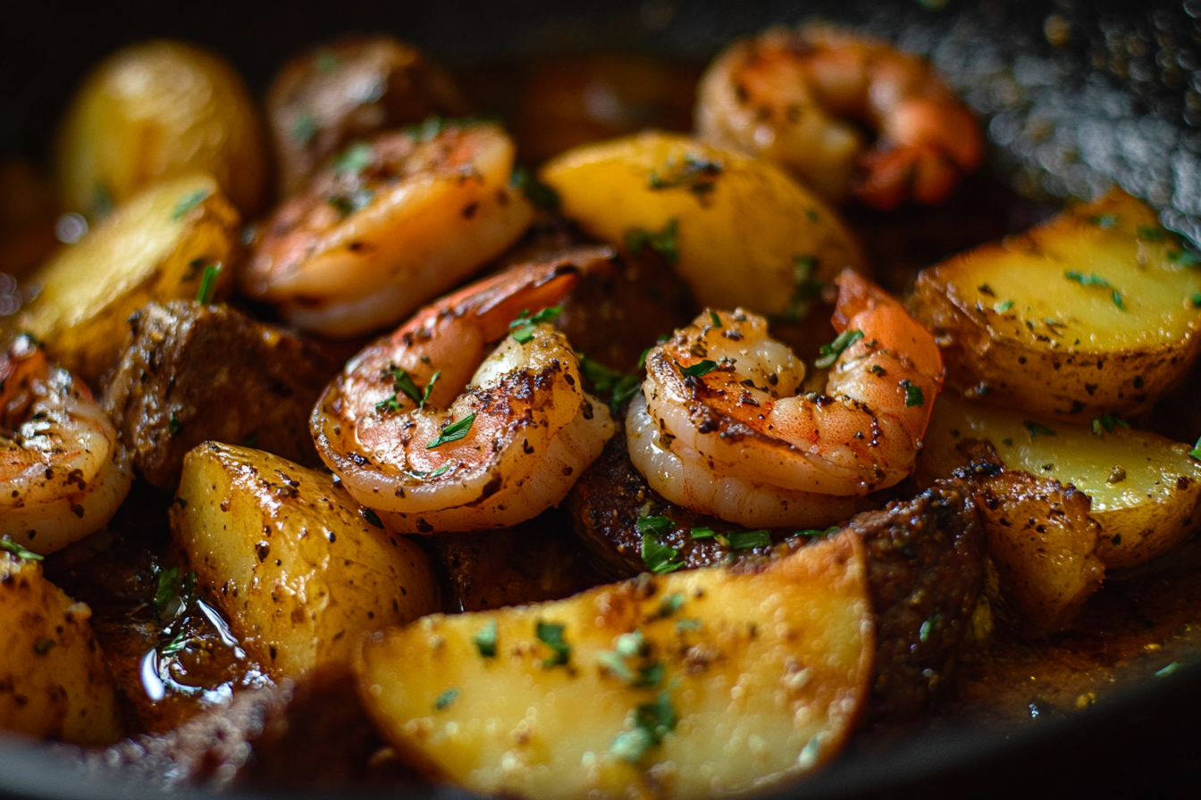 Garlic Butter Shrimp and Steak