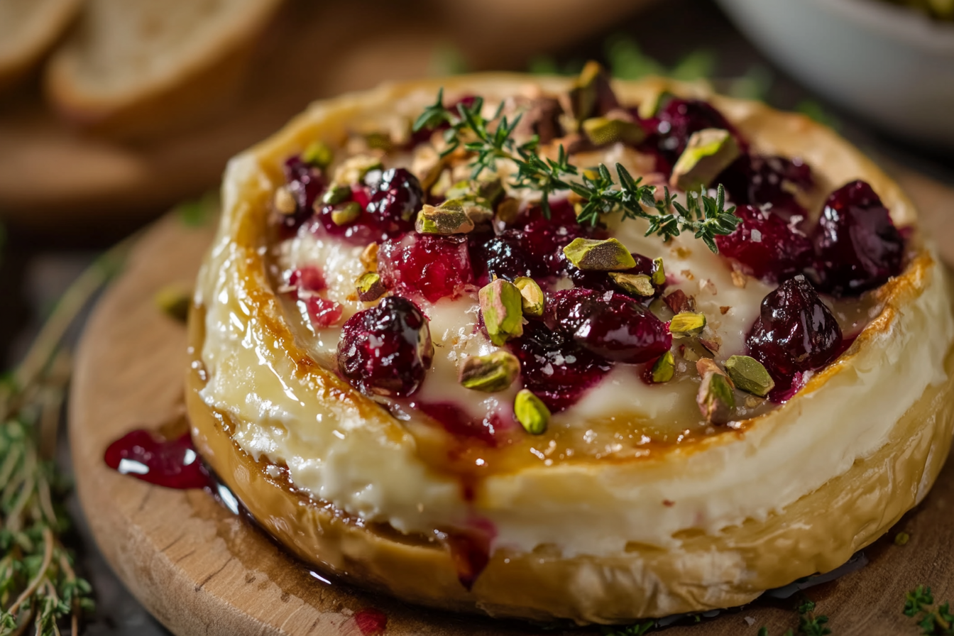 Cranberry Thyme Pistachio Baked Camembert