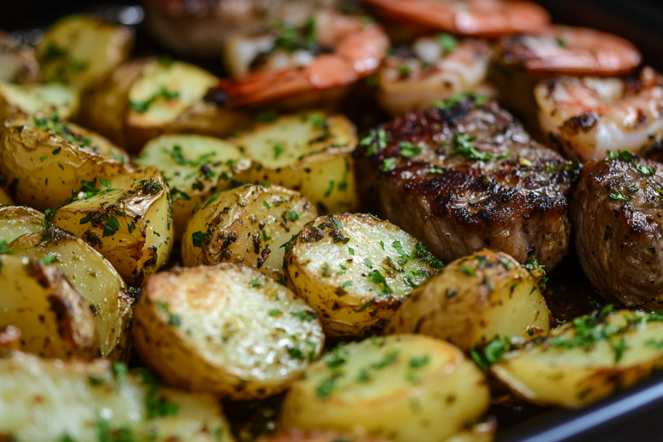 Garlic Butter Shrimp and Steak