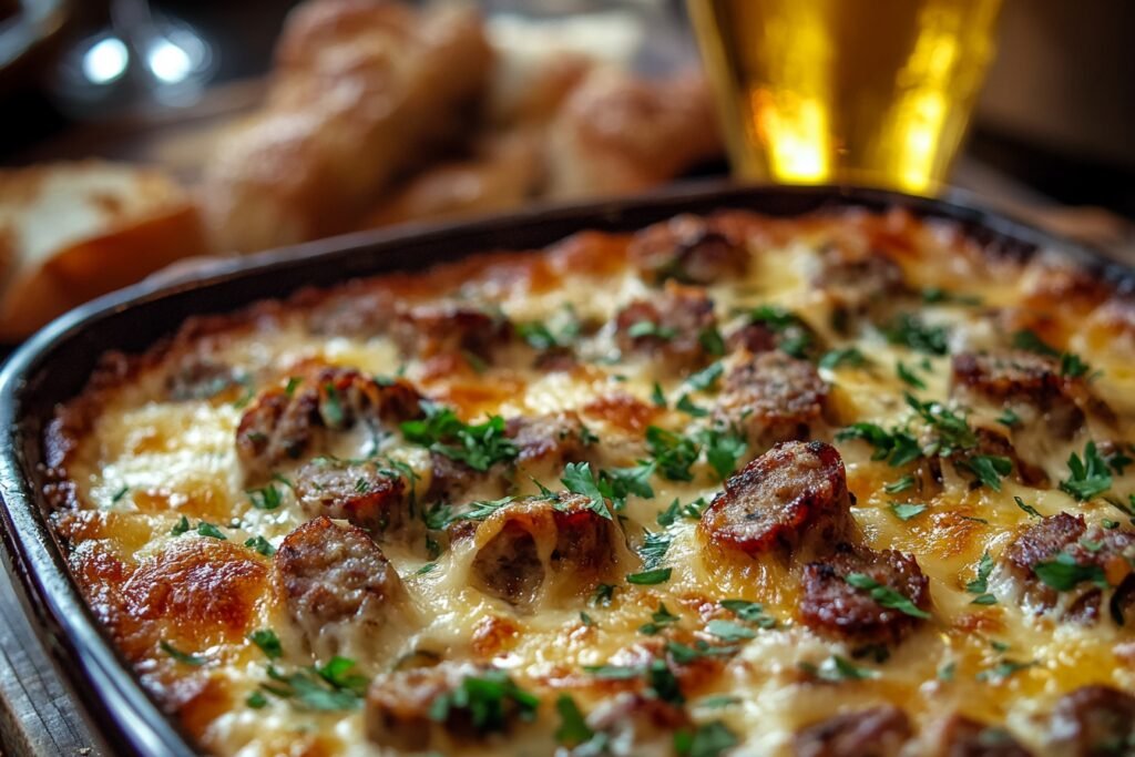 Hot Sausage Beer Cheese Dip