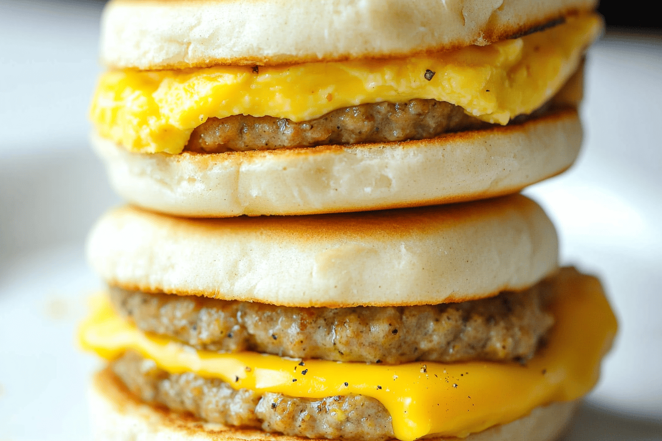 Freezer Sausage Egg Cheese Breakfast Sandwiches