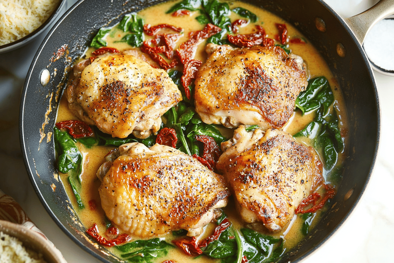 Skillet Sun-Dried Tomato Chicken Thighs Recipe