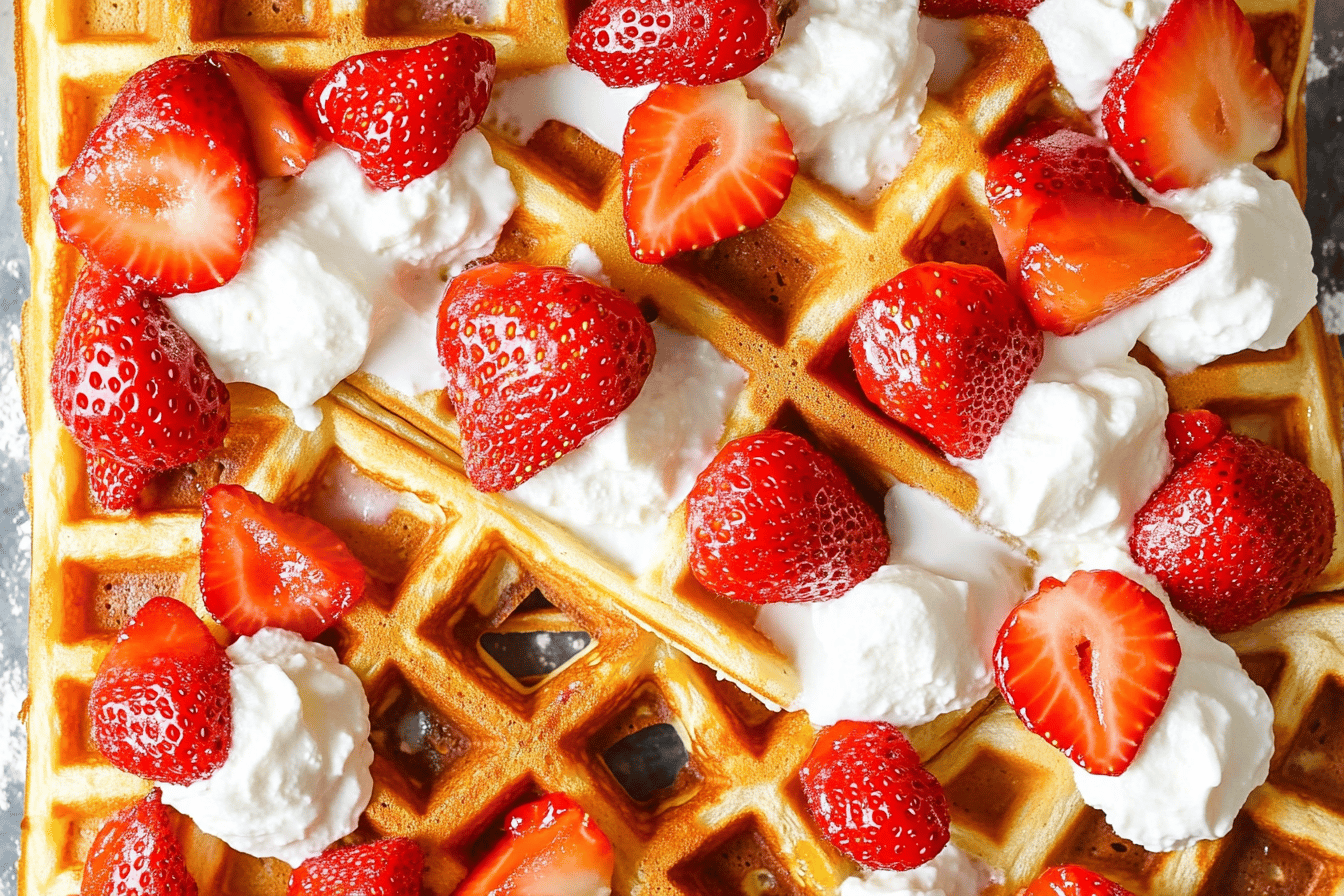 Strawberries and Cream Buttermilk Waffles Recipe
