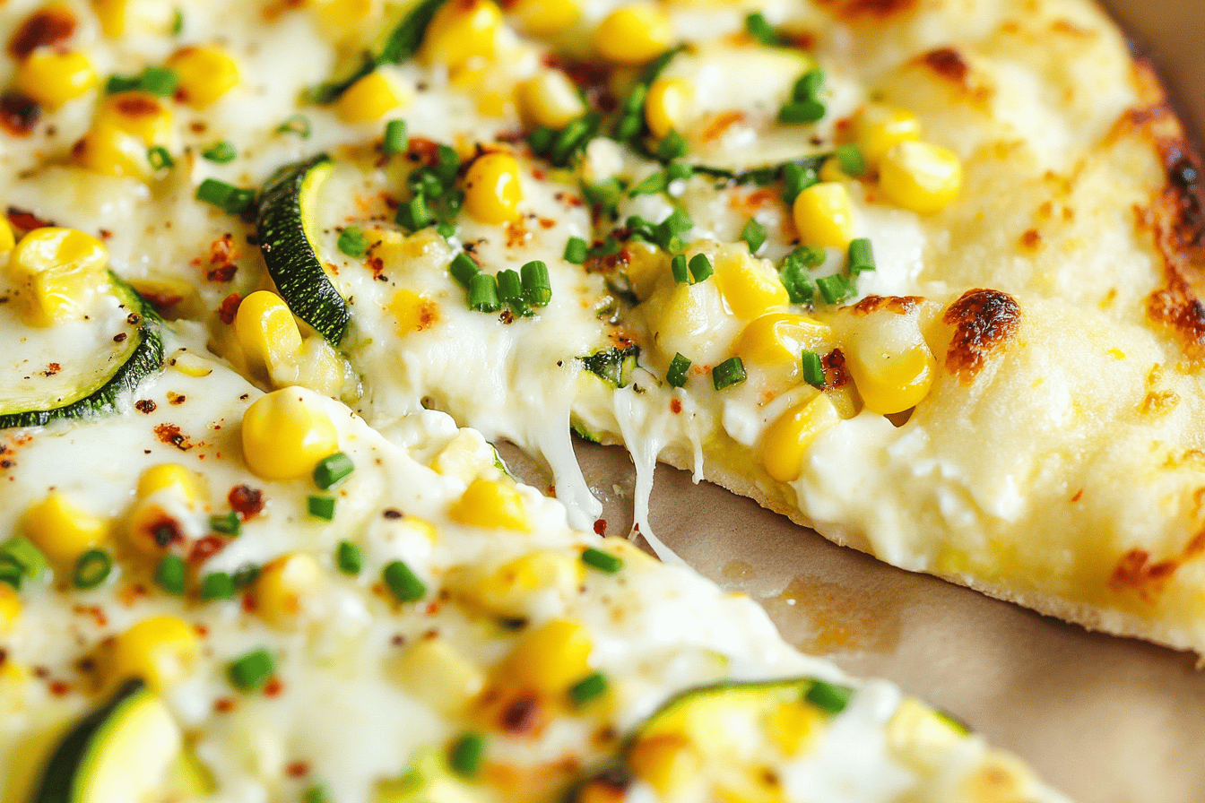 White Zucchini and Corn Pizza Recipe