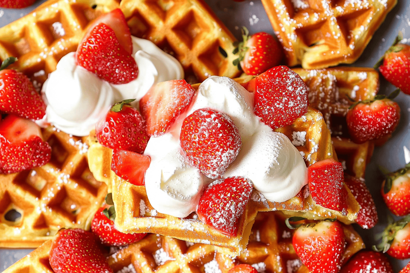 Strawberries and Cream Buttermilk Waffles Recipe