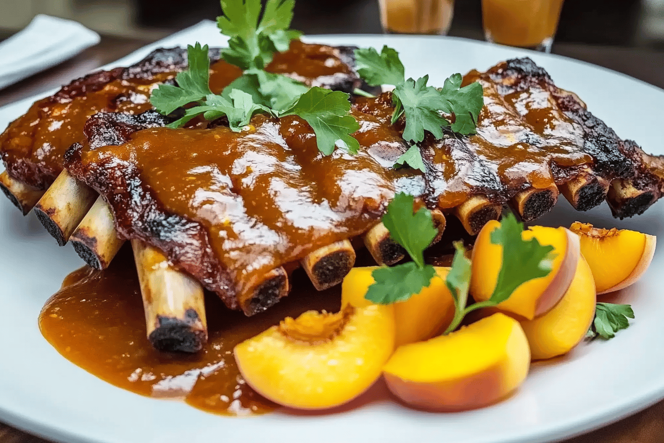Baby Back Ribs with Balsamic Peach BBQ Sauce