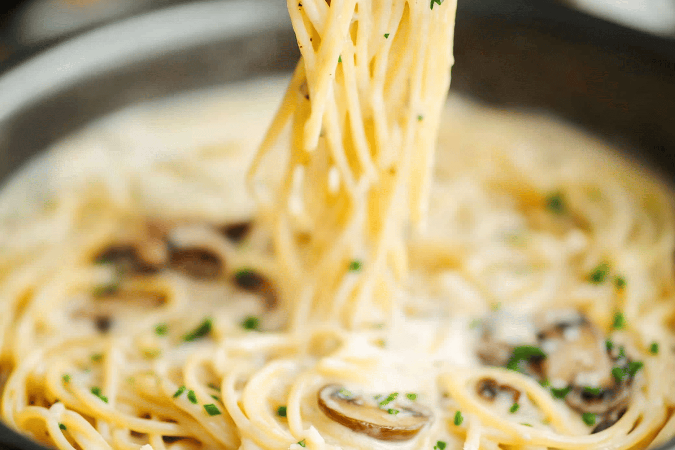 Creamy Mushroom Herb Spaghetti Recipe