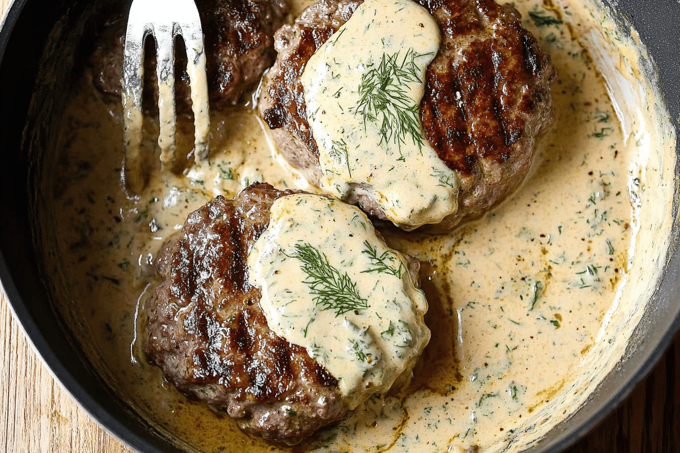 Hamburger Steak in Creamy Dill Sauce Recipe