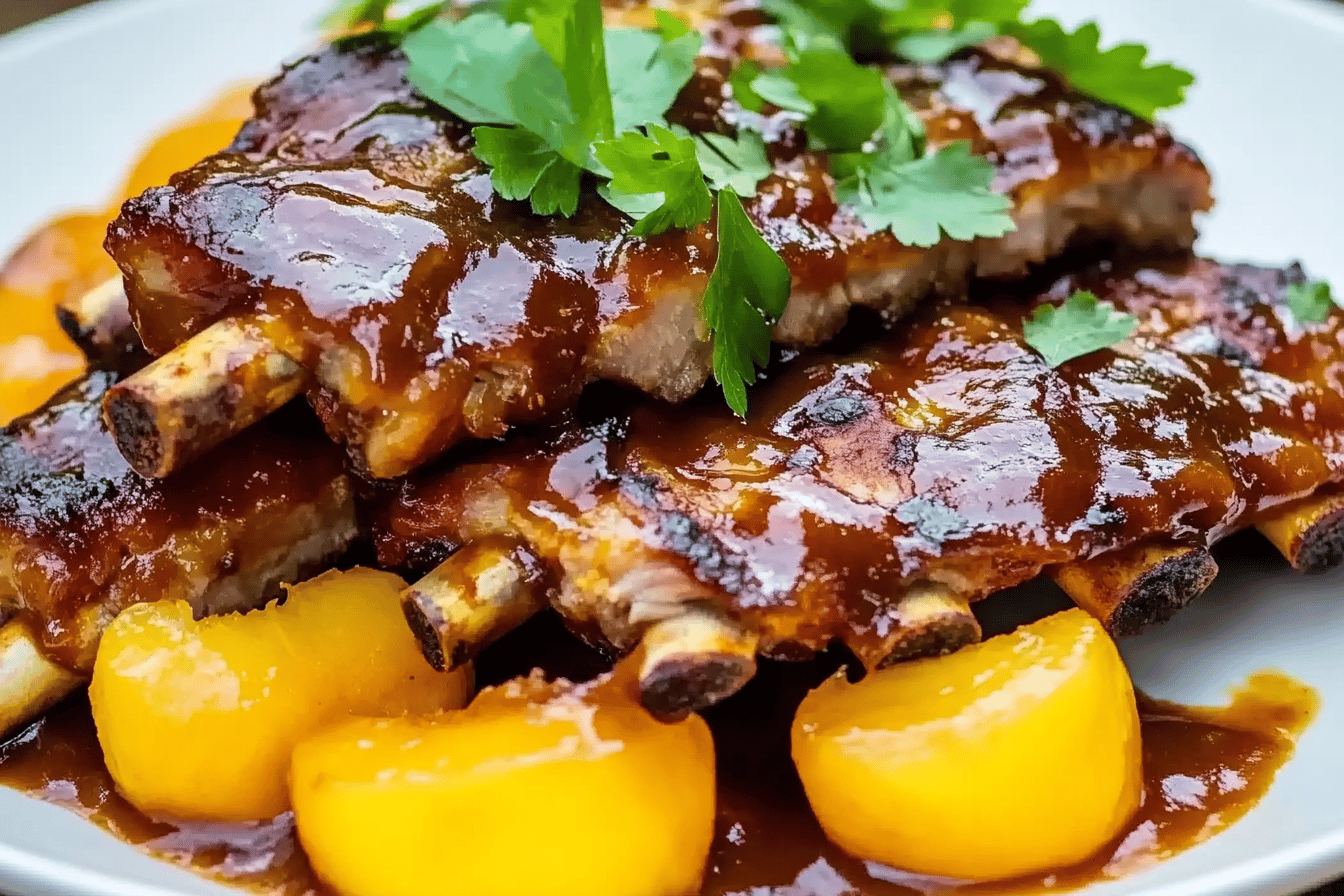 Baby Back Ribs with Balsamic Peach BBQ Sauce