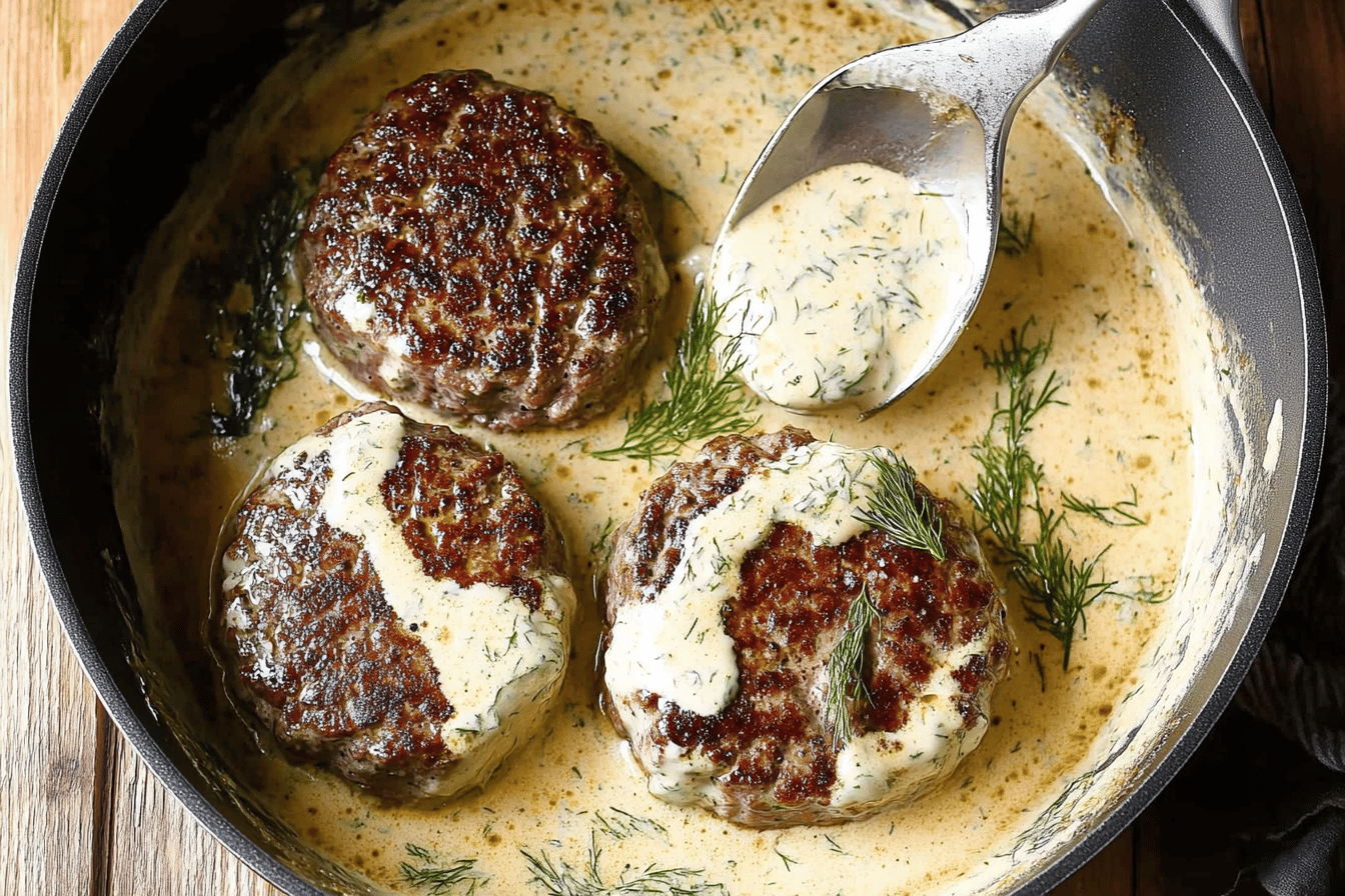 Hamburger Steak in Creamy Dill Sauce Recipe