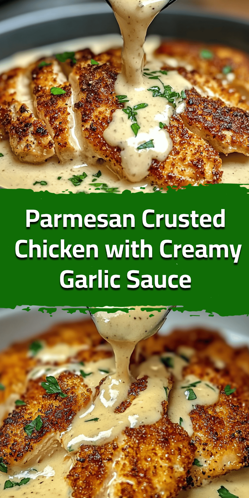 Parmesan Crusted Chicken with Creamy Garlic Sauce
