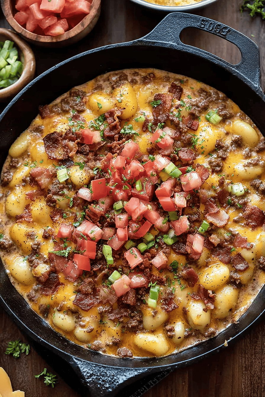 Bacon Cheeseburger Gnocchi Skillet Dinner