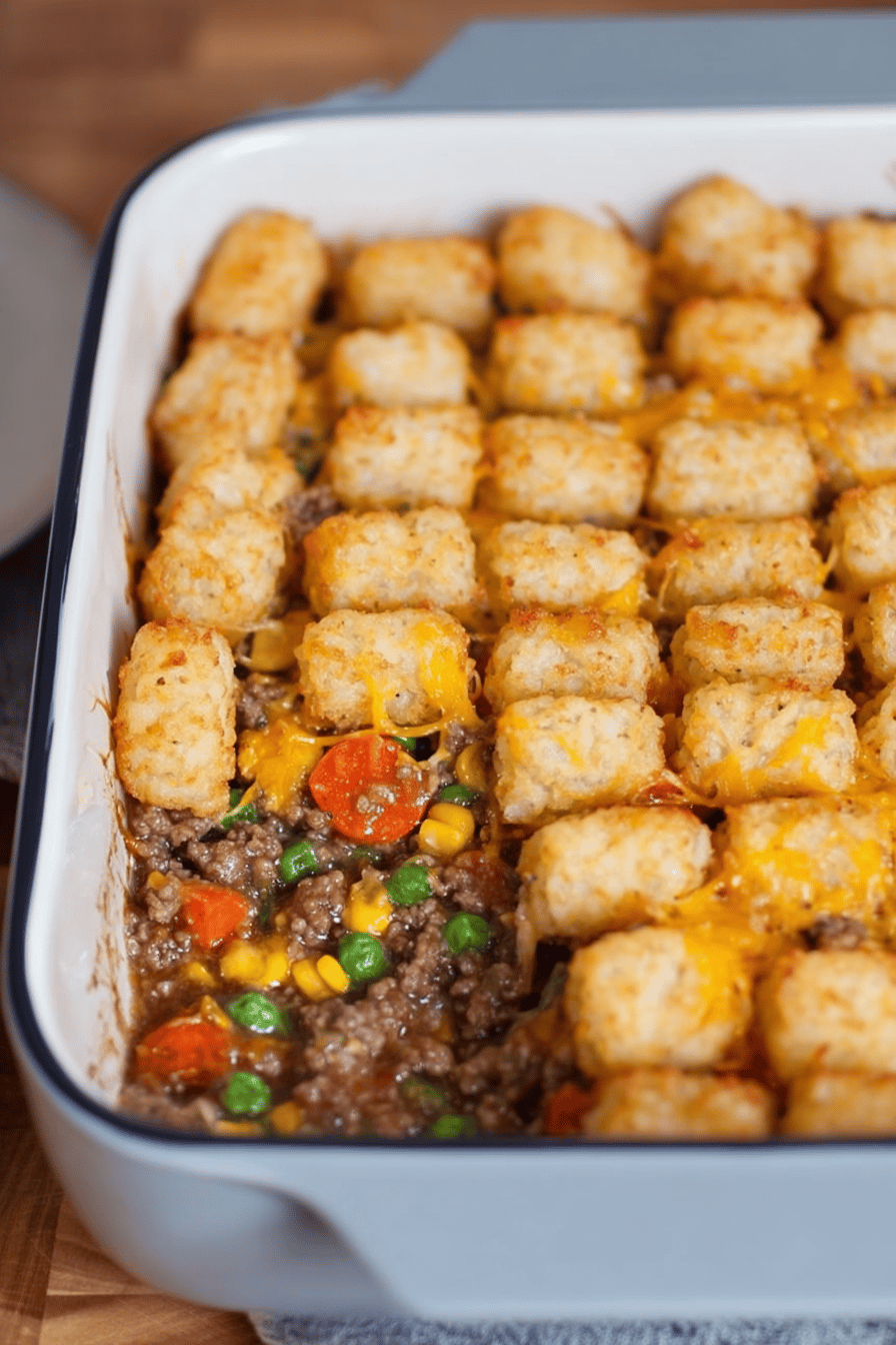 Beefy Tater Tot Veggie Bake Without Canned Soup