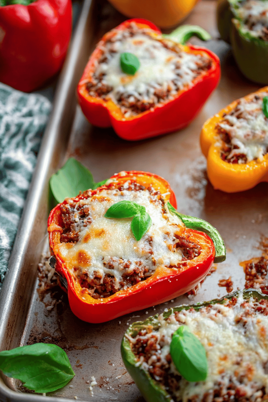 Cheesy Beef and Rice Stuffed Bell Peppers