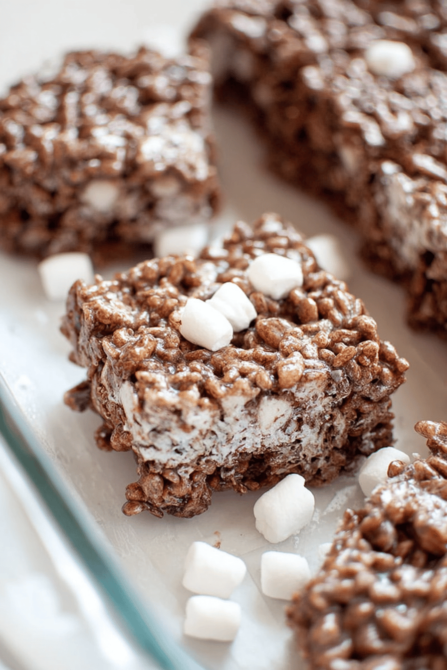 Chocolate Cocoa Krispie Marshmallow Bars