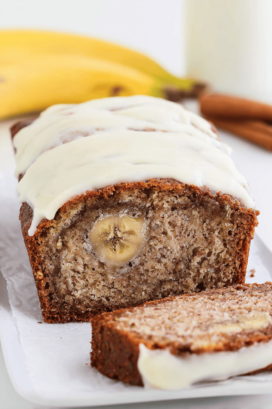 Cinnamon Swirl Banana Bread with Cream Cheese Frosting